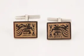 925 Silver & 18k Rose Gold Peruvian Cufflinks (10.59g.)