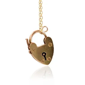 Antique Victorian 9ct Gold Padlock Charm Necklace