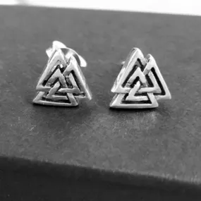 Valknut Stud Earrings, Viking Odin